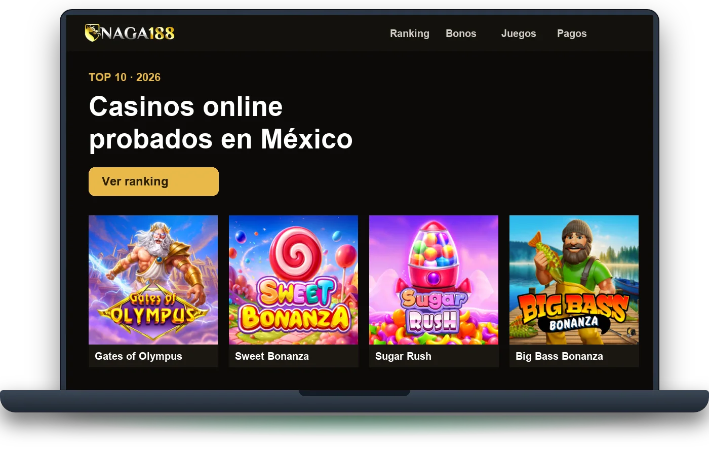 Casino en lÃnea abierto en una laptop con tragamonedas y ruleta en vivo